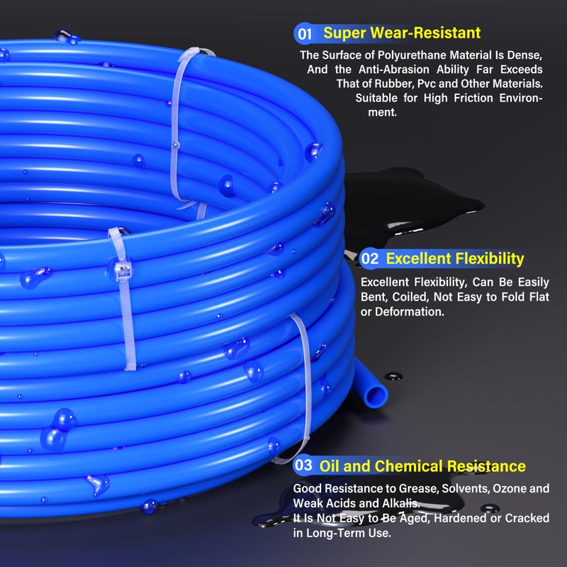 TAILONZ PNEUMATIC Blue 1/4 Inch OD 10 Meters PU Air Tube Pipe Hose Pu Air Hose for Air Line Tubing or Fluid Transfer Tubing - Image 4